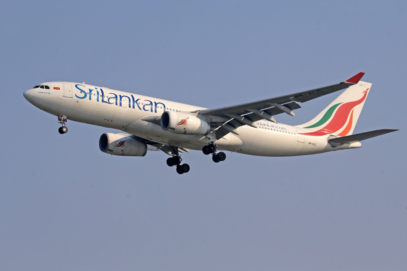 A SriLankan Airlines aircraft climbing after take-off